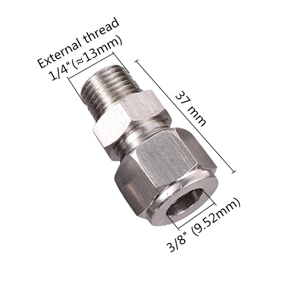 SS 304 Double Ferrule Pipe Straight Fitting 3/8" Tube To 1/4" Male NPT BSP Stainless Steel Pipe Fitting 1 Pc