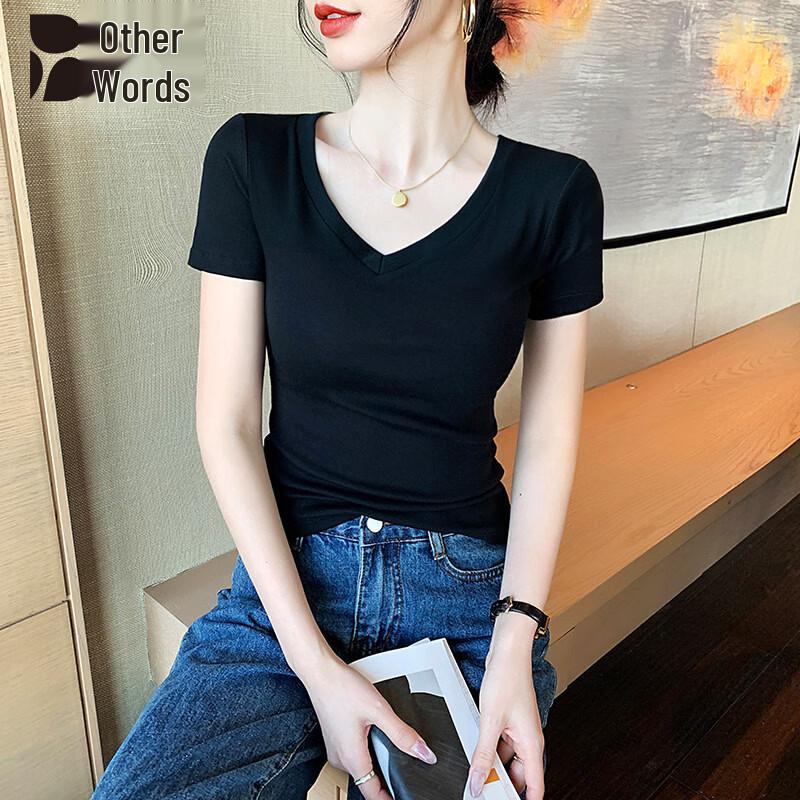 Women s Summer V-Neck Slim Fit Cotton T-Shirt S