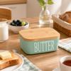 Butter Dish with Natural Wood Lid, Covered Butter Container for Refrigerator Storage and Everyday Table Service
