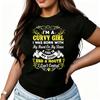 English Letter Print IM a Curvy Girl Womens TShirt Cotton Funny Graphic Short Sleeve Tee Novelty Shirt Casual Crew Neck Top SXl