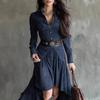 2026 New French Suede High-waisted Cake Dress with Belt