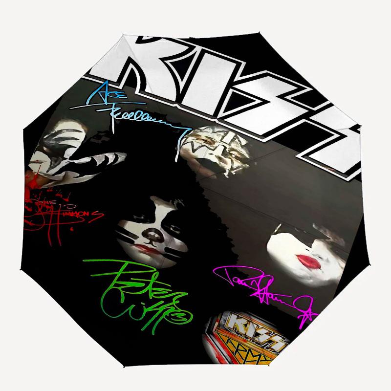 1pc KISS Band Members Automatic Open Close Umbrella Windproof Canopy, Automatic Open Close Button10184