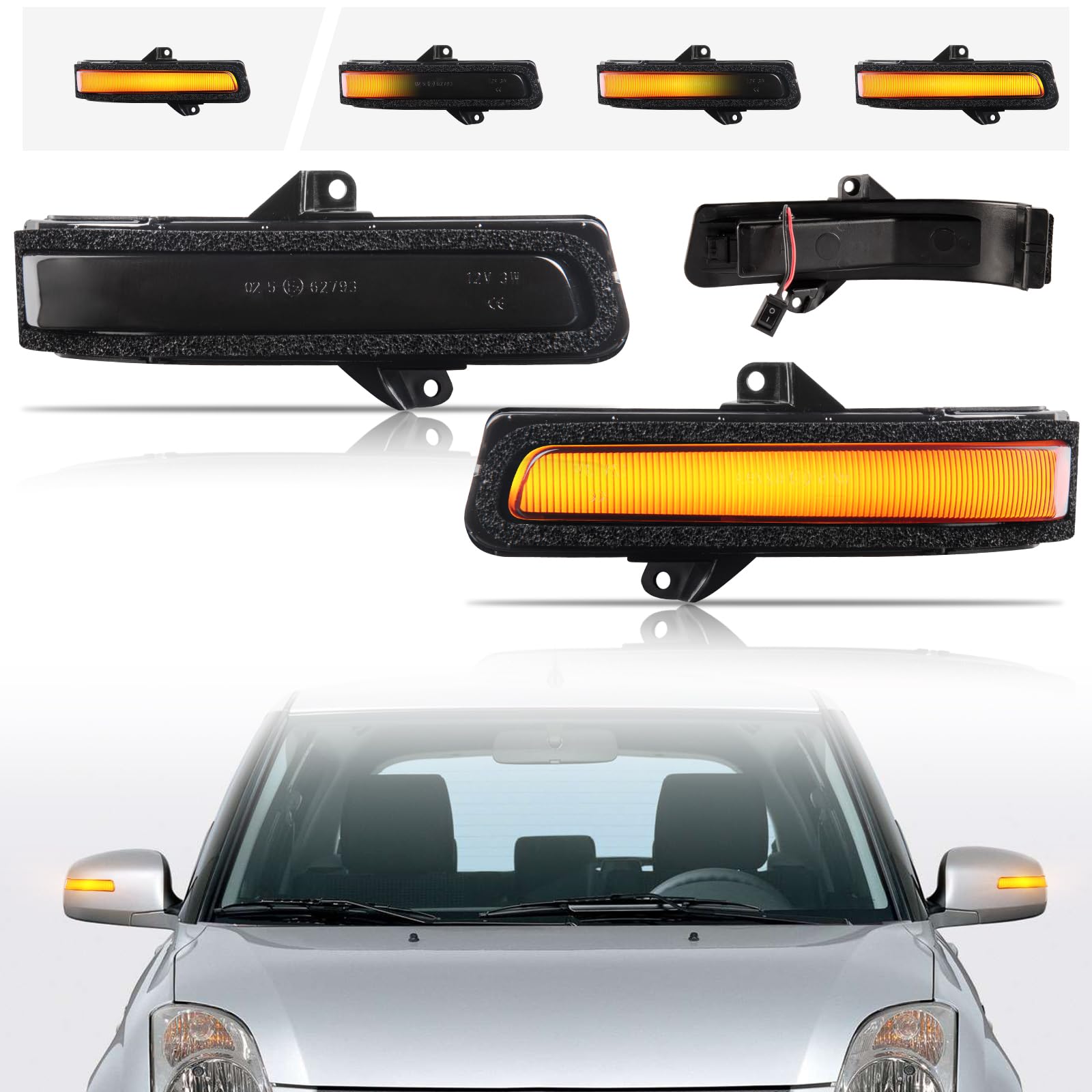 

POPMOTORZ Светодиодные боковые зеркала с последовательными указателями поворота для Suzuki Solio Wagon R Wagon R MR Wagon MF33 Мигающие для техосмотра MA15, MH34S/MH44S,