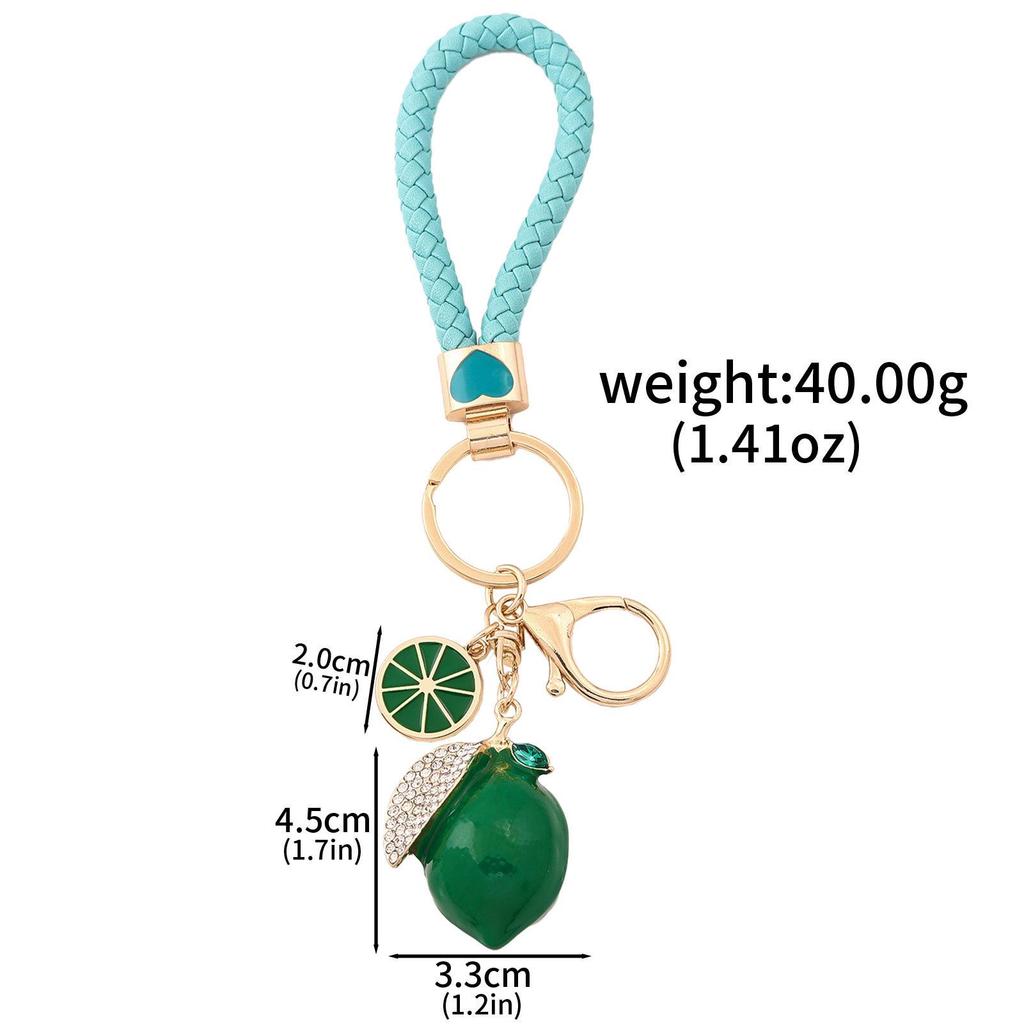 Xiyin Strass Emaille Frucht Schlüsselanhänger - Zitrone, Kirsche, Erdbeere Taschenanhänger Geschenk