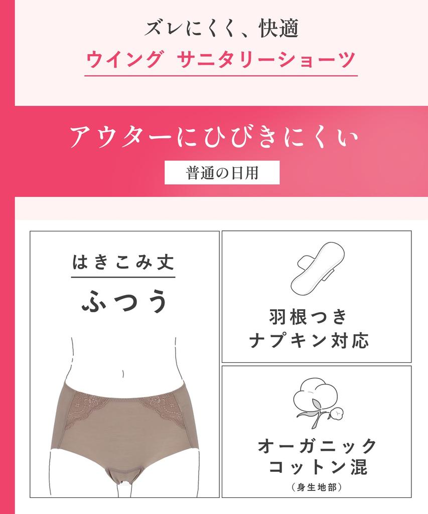 Sanitary Organic Cotton Blend Pad Stays in Compatible with Winged Kanau Regular Length Period BL Wing/Wacoal Panties, (Body), Place, Pads. Panties,