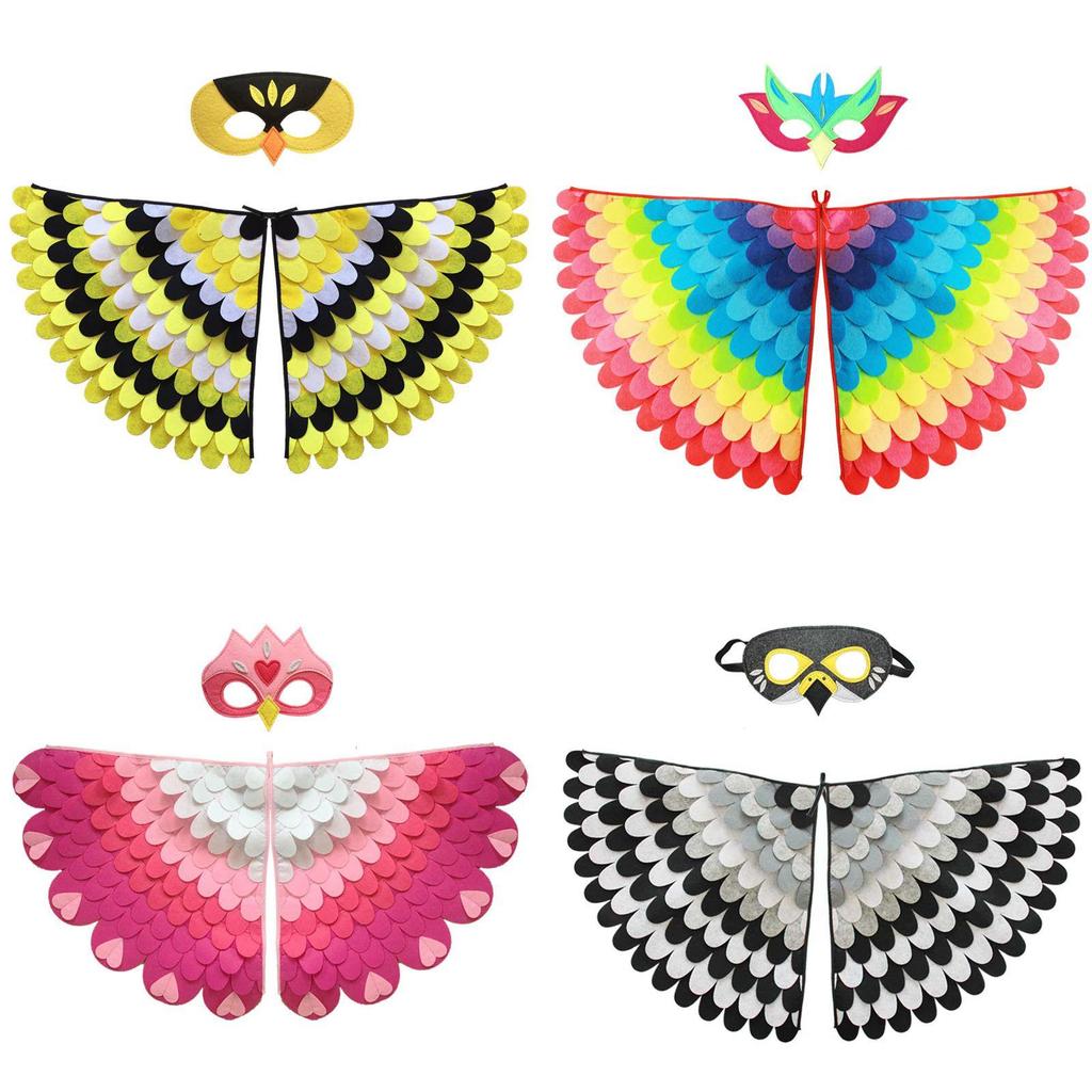 Brightly Colored Felt Bird Wings With Masks For Kids Perfect For Halloween And More!