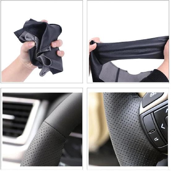 

Черная кожаная оплетка на руль, для Isuzu D-Max MU-X 2013-2020, для Holden Colorado AU 2012-2014 2015 2016-2019, красная строчка Black line