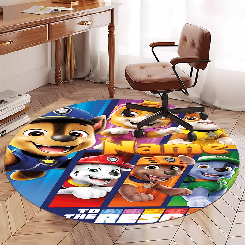 Brugerdefineret Navn PAW Patrol Printet Rund Tæppe Stol Tæppe Område Tæppe Entré Dørmåtter, til Kontorstol Stue Soveværelse Køkken Rum.
