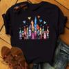 Funny Summer Disney Villains Printed Women T Shirts Round Neck Y2k Clothes Cartoon Graphic T Shirts 90s Female Tops Tees