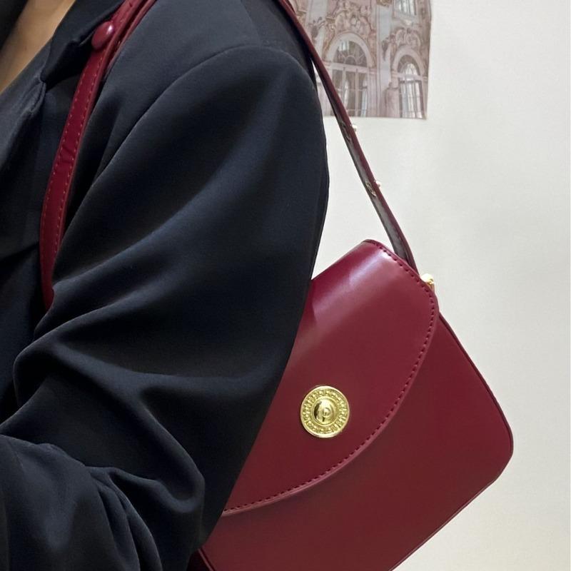 Retro Red Small Square Bag New Handbag Casual Versatile Niche High-end Bag Single Shoulder Messenger Women's Bag