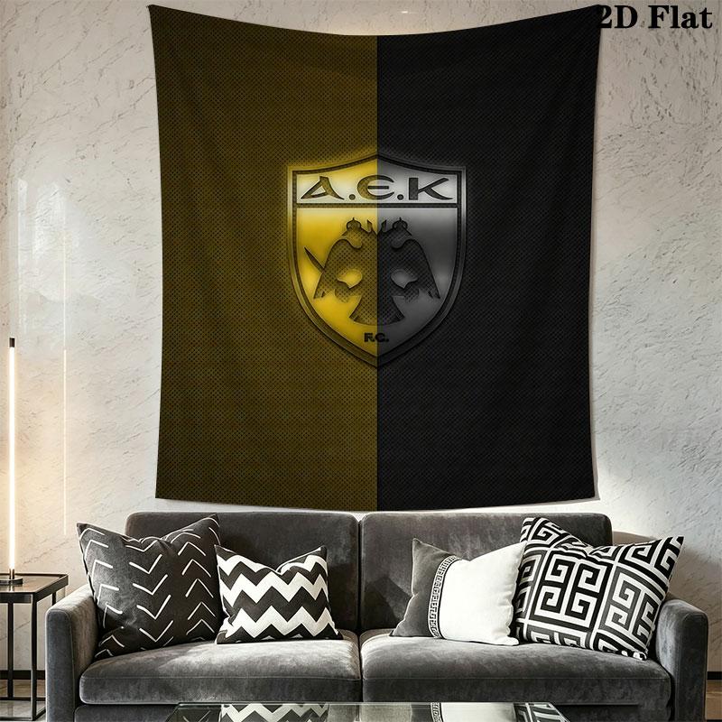 AEK Athens F.C logo Wall Hanging Printed Fabric Blanket Decorative Tapestries for Bedroom Living Room Home Decor