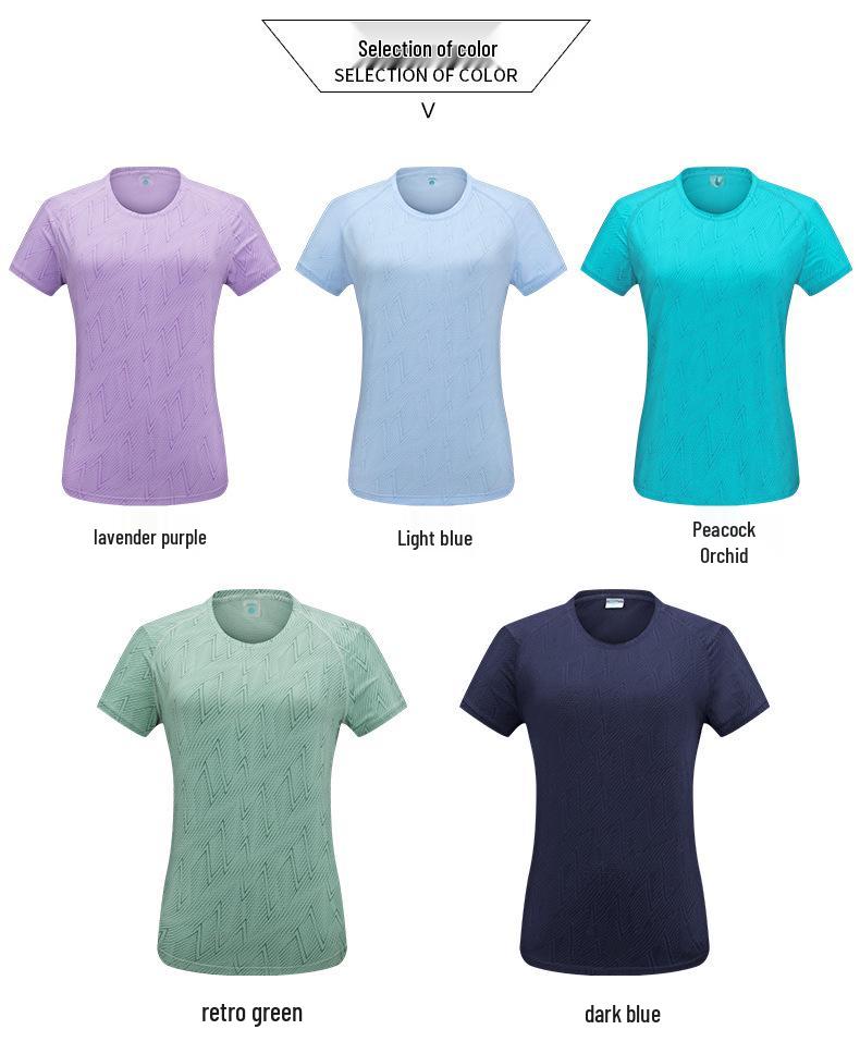Women's Quick-Dry Mesh Printed Sports T-Shirt - Summer Round Neck, Short Sleeve, Sweat-Wicking, Ice Silk Fabric for Running & Fitness