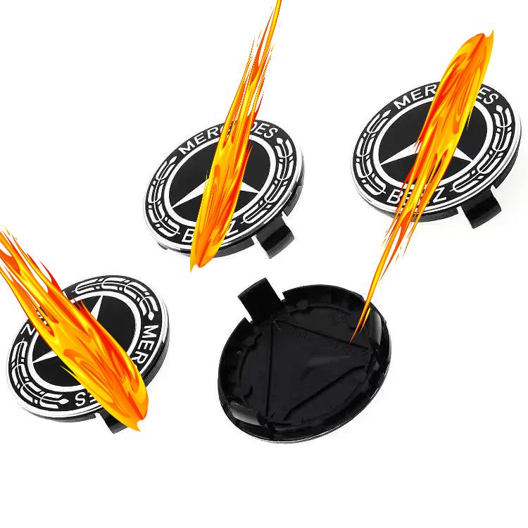 75mm 4 Stück Auto Radnabenabdeckung Emblem Abdeckung passend für Mercedes Benz modifiziertes Zubehör w204 w211 w205 W212 AMG w203
