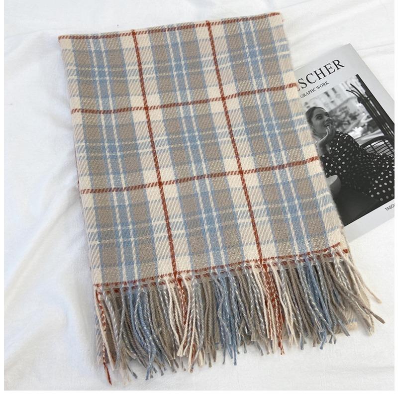 Plaid Scarf Women's Autumn and Winter New Thickened Imitation Cashmere Scarf Fashion Fringed Warm Shawl