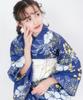 Yukata Change Set Heiko Junior Girls Gunjo [KYOETSU] Set, Yukata, Two-Part Type, Girls, Unbleached, Weave, 2-piece (Yukata, Obi), (5. Nadeshiko,
