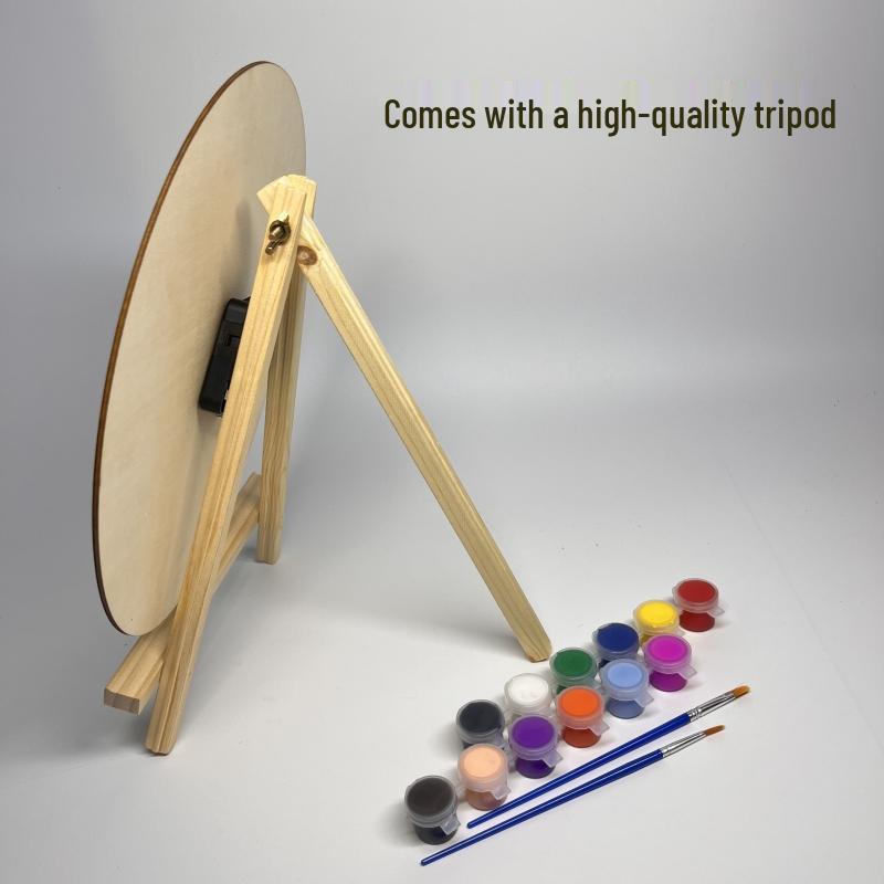 DIY Wooden Dial Wall Clock: Round Wood Board for Kids' Painting & Crafting