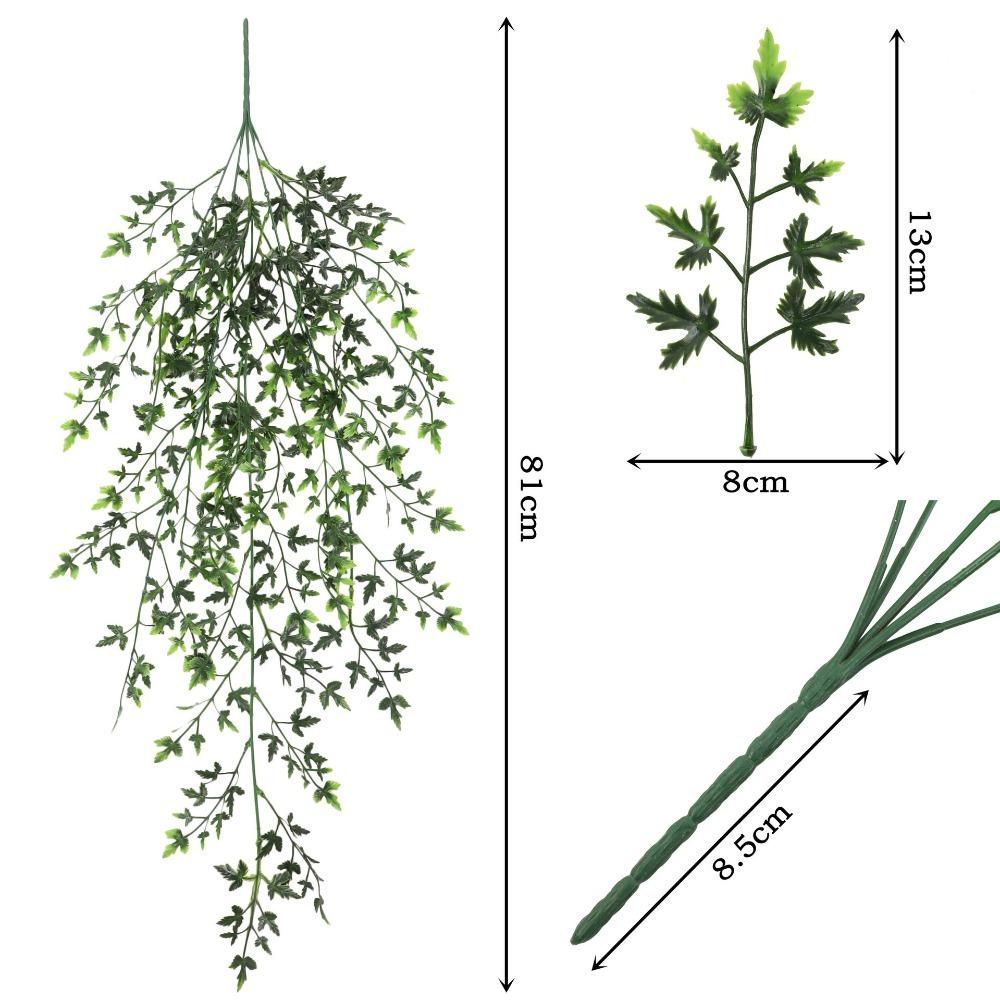 80cm Length Artificial Hanging Vines Plastic Leaves Green Color Artificial Plant Decor 5 Heads Hanging Design