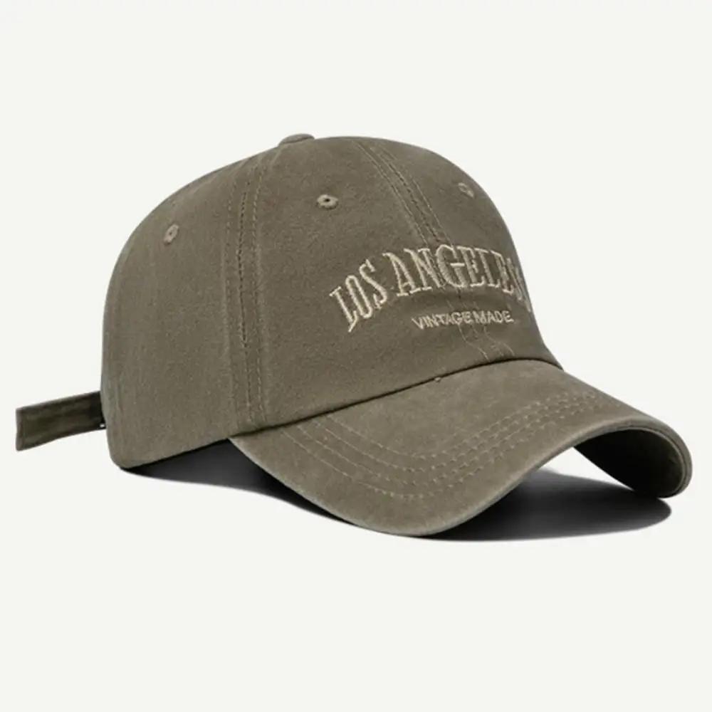 Vintage Grey Baseball Cap For Women Summer American Style Washed Big Head Circumference Hat Versatile Face Slimming Duckbill Cap