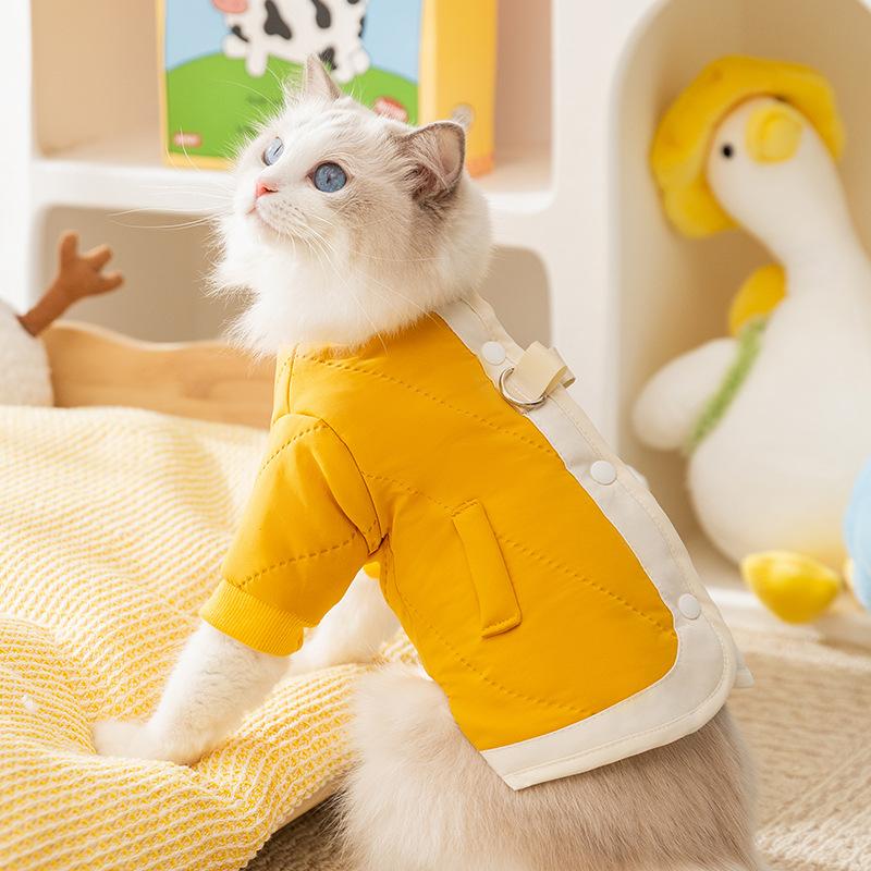 Cat Clothes Keep Warm Two-legged Cotton-padded Clothes Become Cat Kittens Prevent Hair Loss Puppy Dog Teddy Autumn and Winter Pet Cat Clothing
