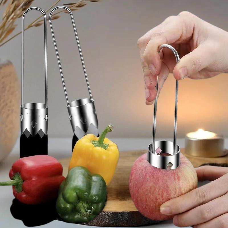 1Pieces Stainless Steel Fruit Vegetable Corer Pepper Seed Remover Kitchen Gadget Outdoor Tableware