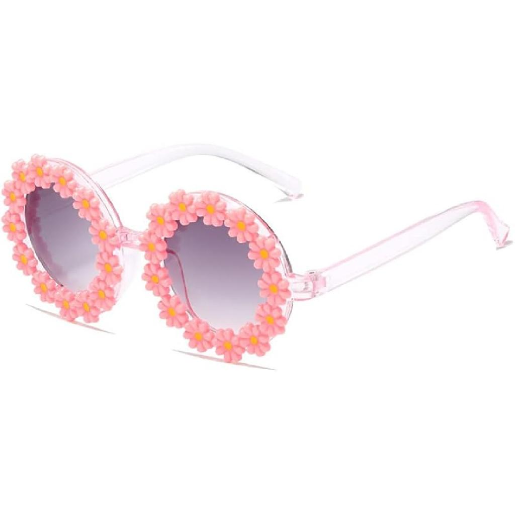 Round Flower Sunglasses for Girls Flower Shaped Cute Glasses UV 400 Protection Outdoor Beach Girl Boy