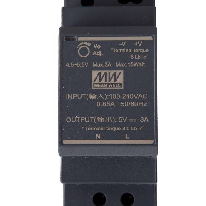 Mean Well Alimentation - 1 Sortie - 30 W - 5 V 3 A - Montage Sur Rail DIN - Pour Usage Industriel