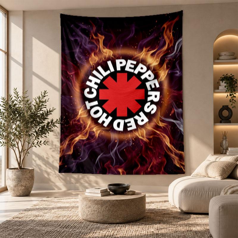 Arazzo Decorativo, Arte da Parete Stampata Red Hot Chili Peppers, Appeso a Parete Leggero per Sfondo della Camera da Letto