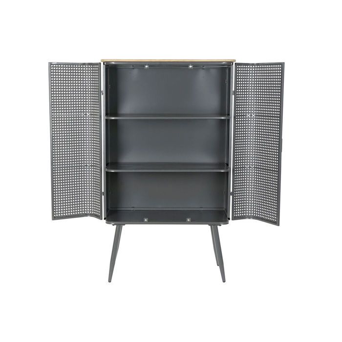 Étagère - DKD Home Decor - 2 étages - Métal et bois - Gris/naturel - Meuble de salon