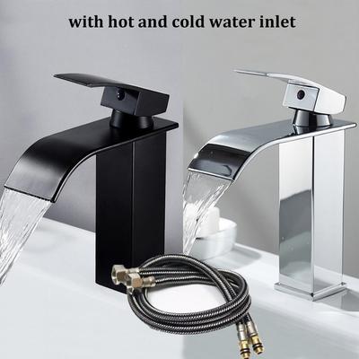 Torneira para Lavatório Cachoeira Aço Inoxidável com Tubos de Água Quente e Fria Vaso Sanitário Lavatório Banheiro Cozinha Casa
