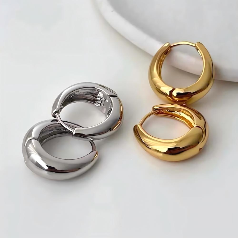 Stainless Steel 1 Pair Minimalist Huggie Hoop Earrings For Women Gold Color Tiny Round Circle 8/10/12mm Punk Unisex Rock Earring