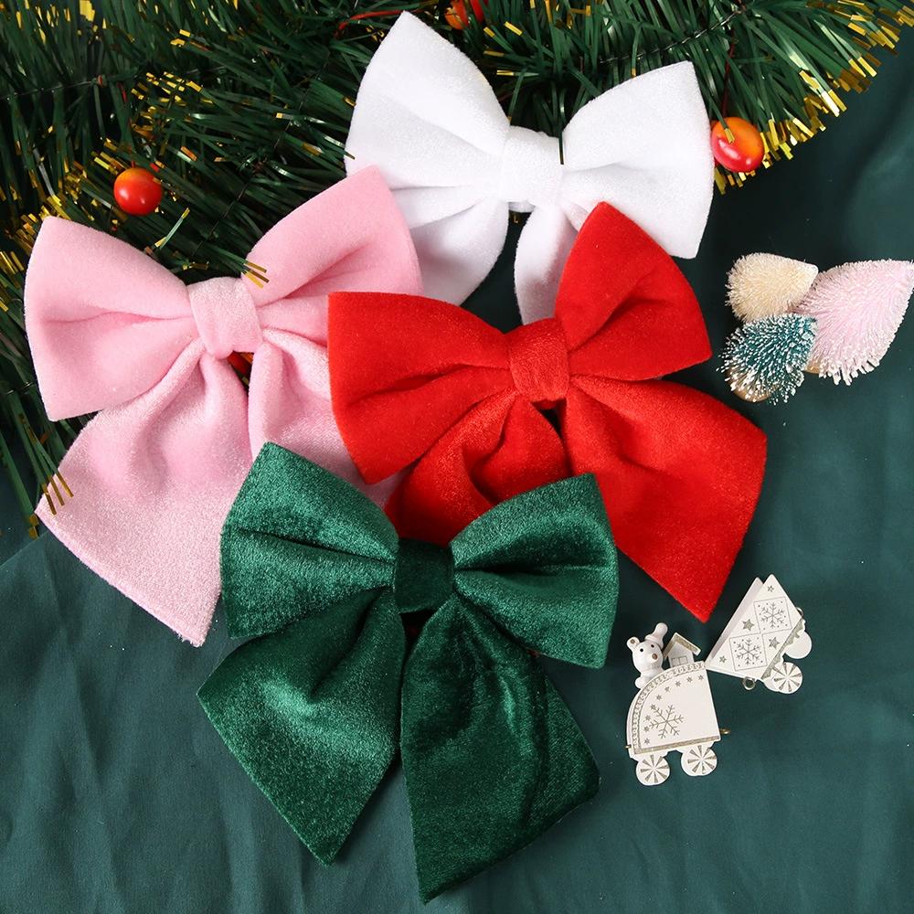 1pc Red Velvet Bows for Christmas Decorations DIY Window & Tree Hanging Ornament, Velour Bowknot Accent for Festive Home Décor