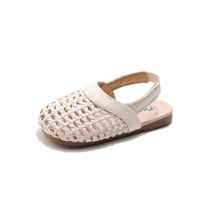 Girls' Summer New Soft Sole Woven Closed-Toe Sandals Korean Style Baby Sandals Girls' Beach Shoes