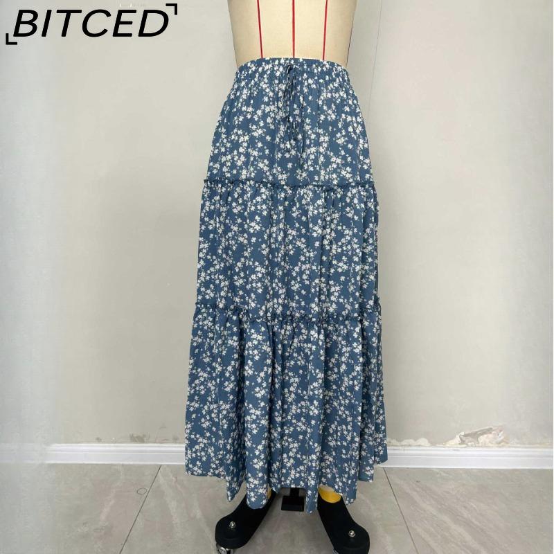 BITCED Women's Fashion Casual Floral Print Summer Spring Skirt