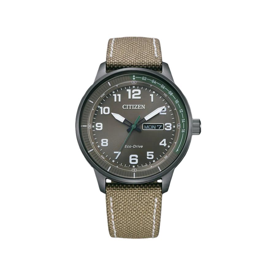 

CITIZEN Watch Day Date Display, Eco-Drive, Nylon & Calf Leather Strap, 42Mm BM8595-16H чорний