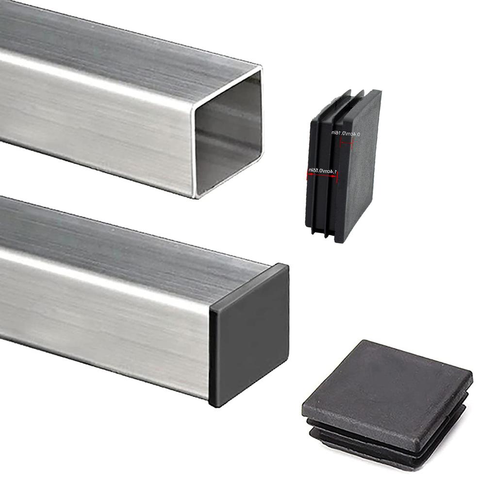 4Pcs Black Blanking End Caps Square Tube Inserts Pipe Box Cover Bungs Plugs Home Furniture Feet DIY Accessories 25/40/50mm