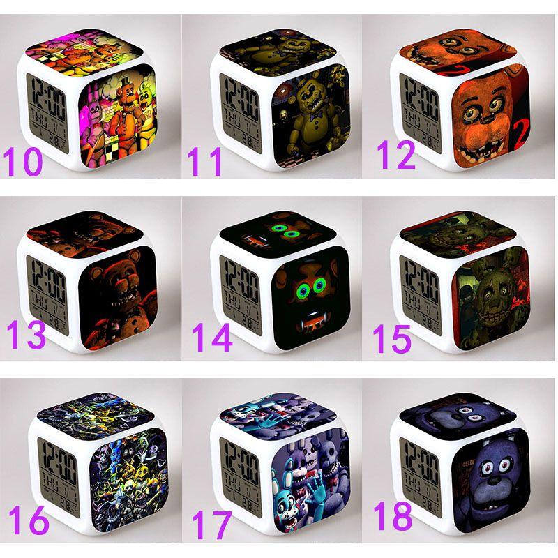 Bear Multifunction Fnaf 7color Digital Alarm Clock Led Watch Alarm Cube Clock