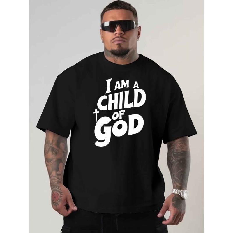 

European sizes I Am a Child of God. This Is a New Oversized Short-Sleeve T-Shirt Featuring American Fashion Prints. It S a Loose-Fitting S чёрный