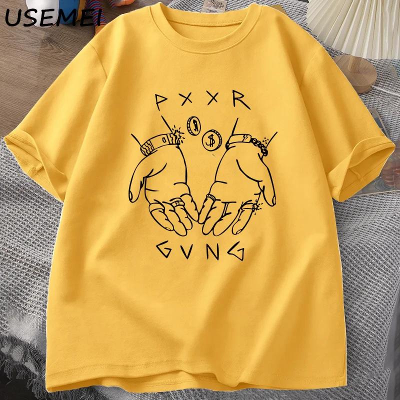 Pxxr Gvng The White Family T-shirts O Neck Oversized Tshirt Men Cotton Short Sleeve Tee Shirt Summer Graphic Tees Streetwear