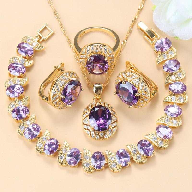 10-Colors Zircon Big Jewelry Sets Necklace And Clip Earrings Bridal Sets For Women African  Gold Plated Wedding Accessories