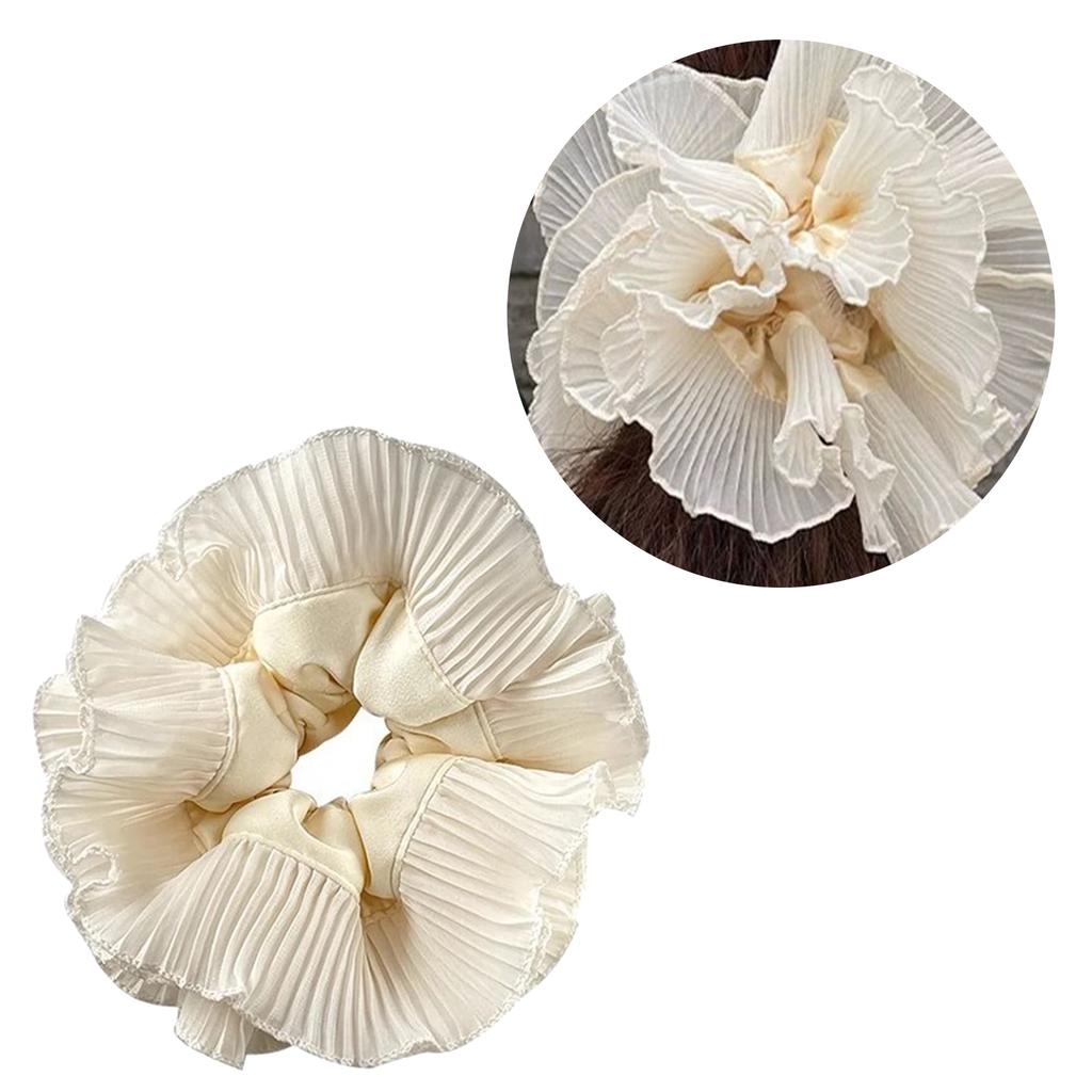Elegant Ruffled Trim Hair Rope Layer Elastic Scrunchies Women Temperament Fashion Exaggerated Hair Rope Headpieces