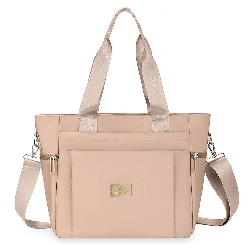 

Универсальная сумка на одно плечо, большая сумка для женщин, новая корейская версия, нейлоновая ткань, большая вместимость, простая сумка-тоут для покупок 36*15*26cm хаки