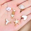 10pcs Trend White Enamel Ocean Coral Conch Fish Bones Fishtail Heart Charms Alloy Pendants DIY Necklace Keychain Jewelry Making