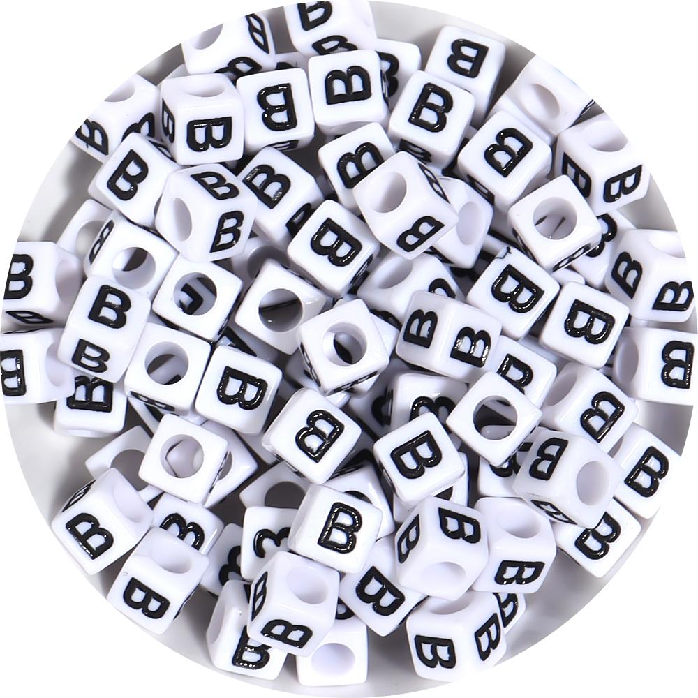 50-100pcs White And Black Color Letter Beads Alphabet Loose Beads Square Beads For Jewelry Making DIY Earring Bracelet Charm