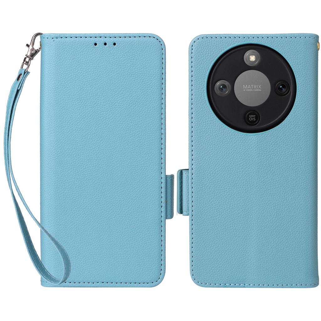 For Honor Magic8 Lite 5G/X9d 5G/X70 5G Case Litchi Texture Wallet Leather Phone Cover with Wrist Strap