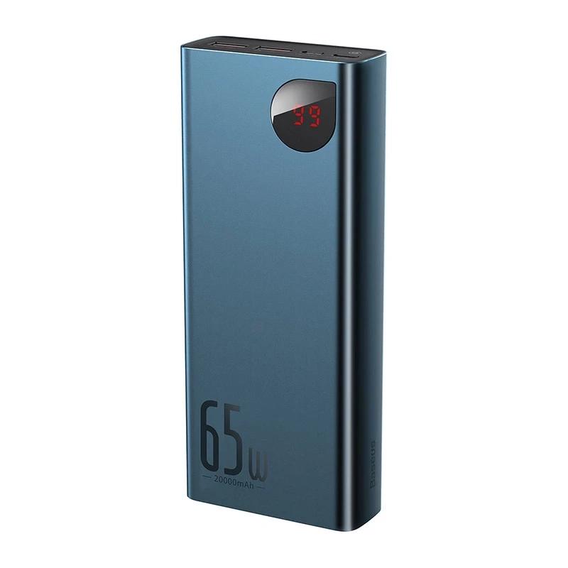 Powerbank Baseus Adaman Metal 20000Mah, Pd, Qc 3.0, 65W, 2Xusb + Usb-C + Micro Usb, (Niebieski)