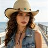 Cowboy Hat Western Male and Female Duck Tongue Fisherman Eaves Sunscreen Straw Hat Outdoor Shading Tourism Mountaineering Tibetan Self-operated