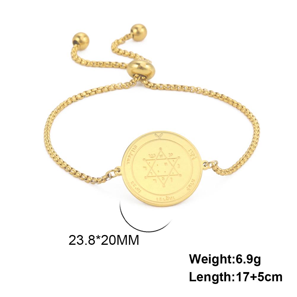 Teamer Key of Solomon Pentacle Bracelet Stainless Steel Gold Color Bracelet Magical Astrology Jewelry Jupiter Sun Venus