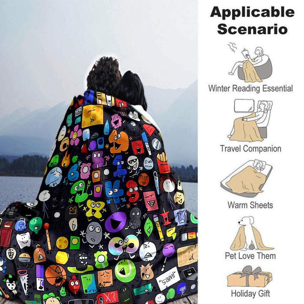 Cartoon Characters Collage Flannel Blanket Super Soft Warm Cozy Blanket For Sofa Bed Office Travel Allseason Home Decor Gift