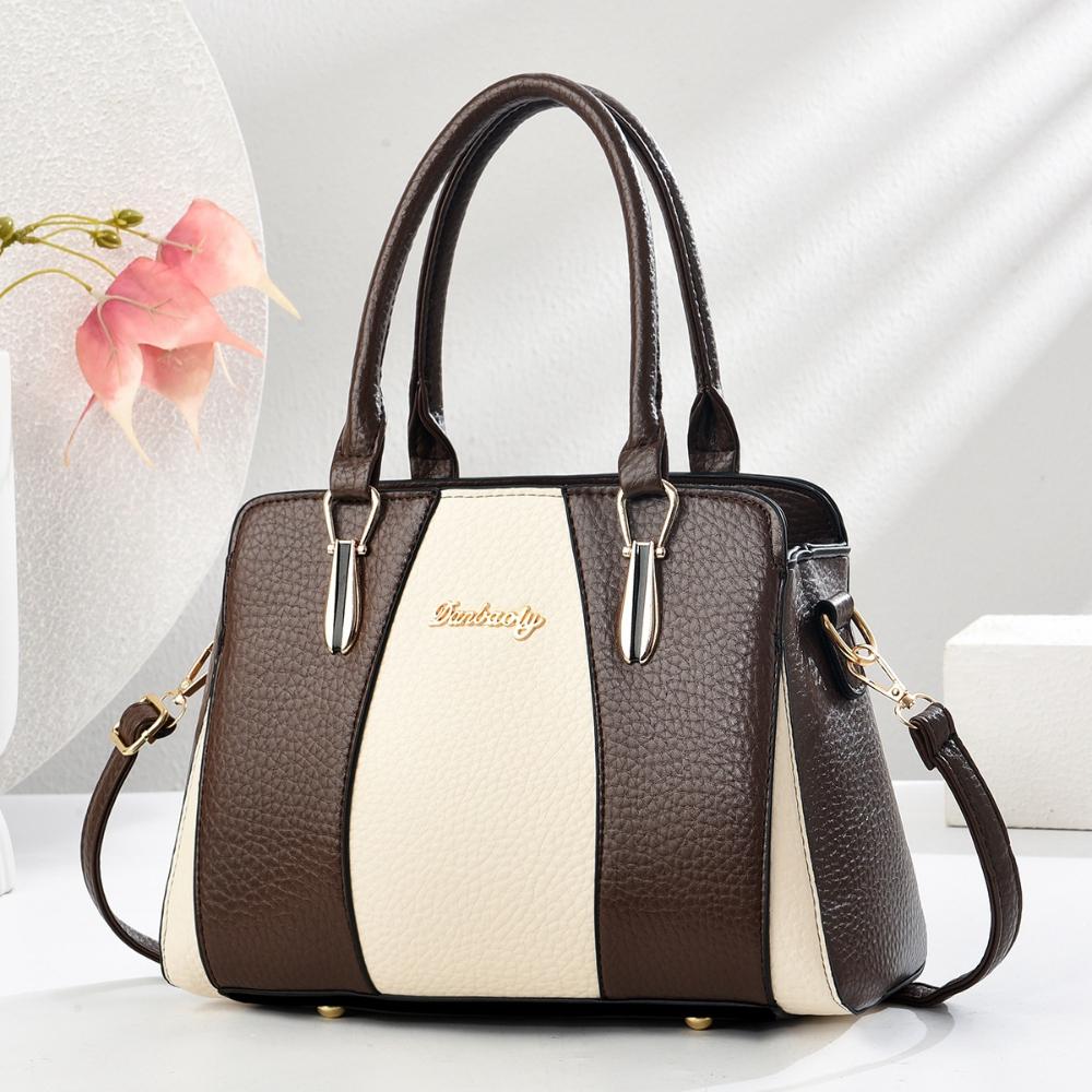 Stripe Color Matching Fashion Women Handbag Large Capacity Tote Bag Marble Texture Unique Design Hand Bag With Strap Crossbody