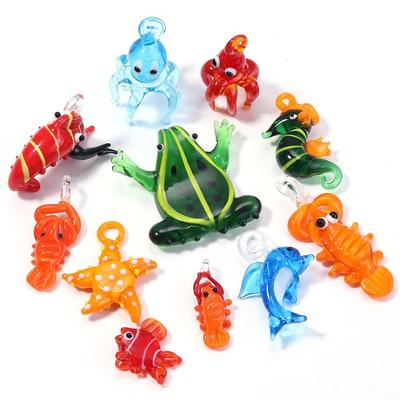 Kreskówkowe Kraby Krewetki Ryby Zwierzęta Koraliki Lampwork Rozgwiazda Krewetka Ryba Żaba Ośmiornica Szklane Zawieszki Lampwork Ozdoba Zwierzęta Morskie